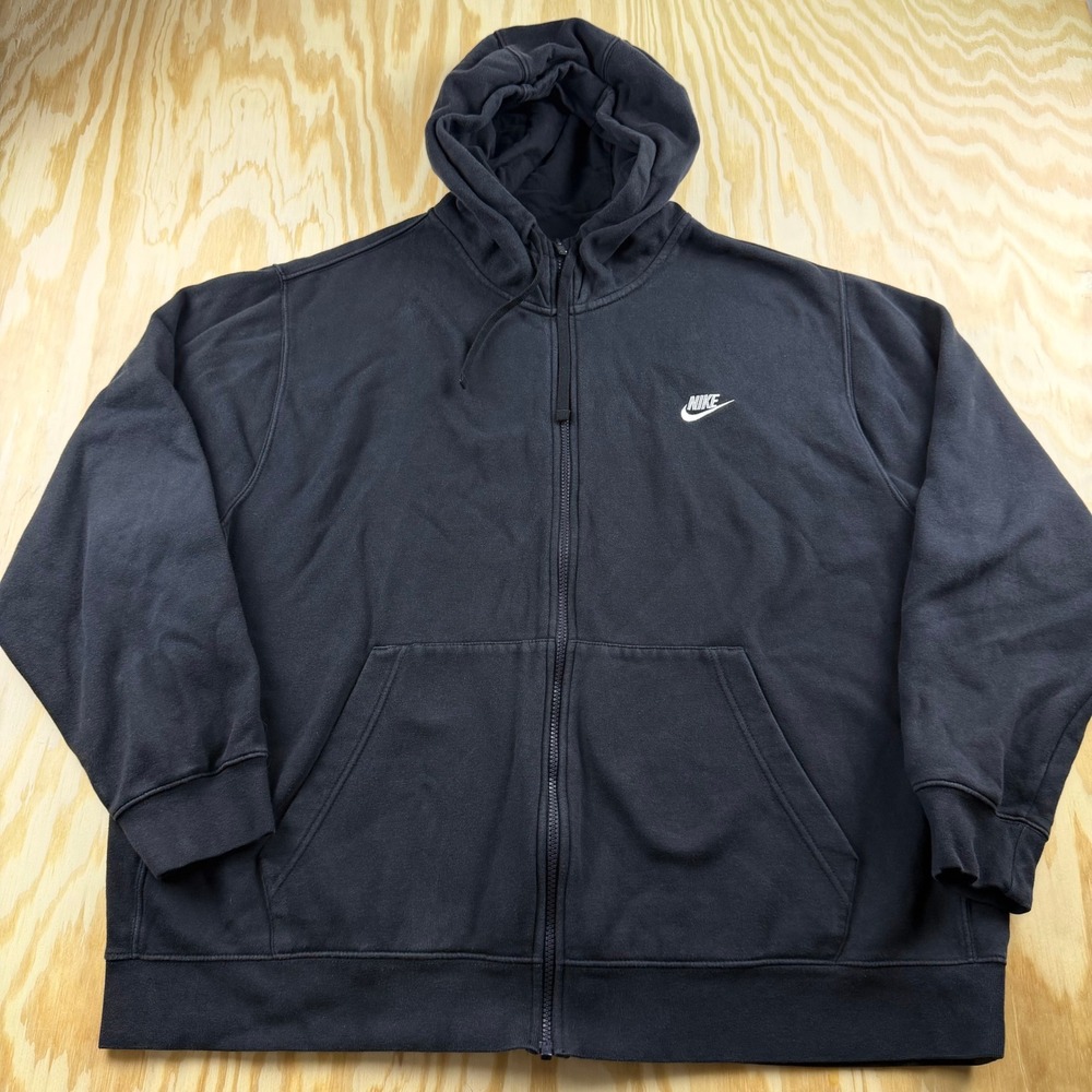 Nike Mens Full Zip Hoodie Black Fleece Futura Logo Sweatshirt XXL